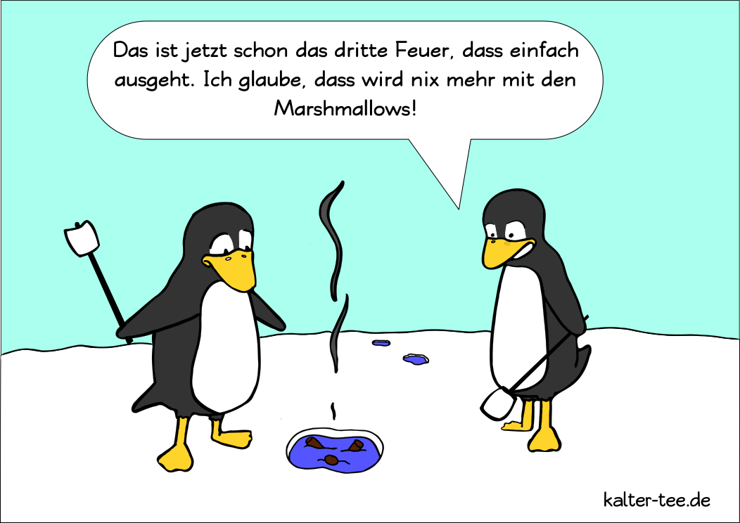 Pinguine beim Lagerfeuer