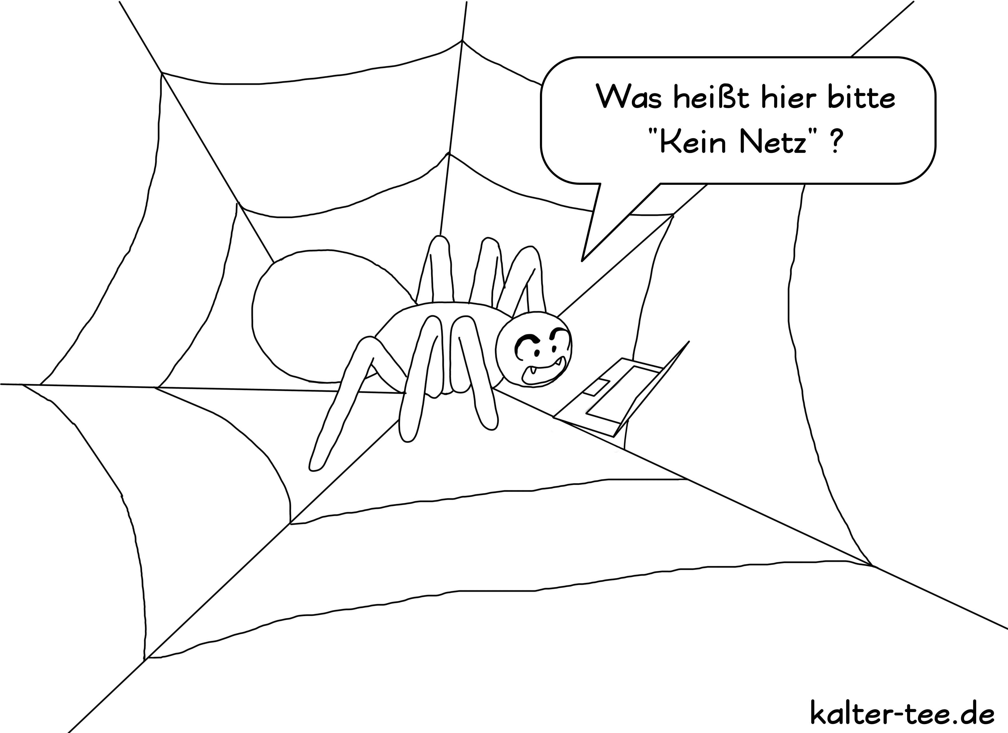 Spinne hat Probleme sich mit ihrem Netz zu verbinden.