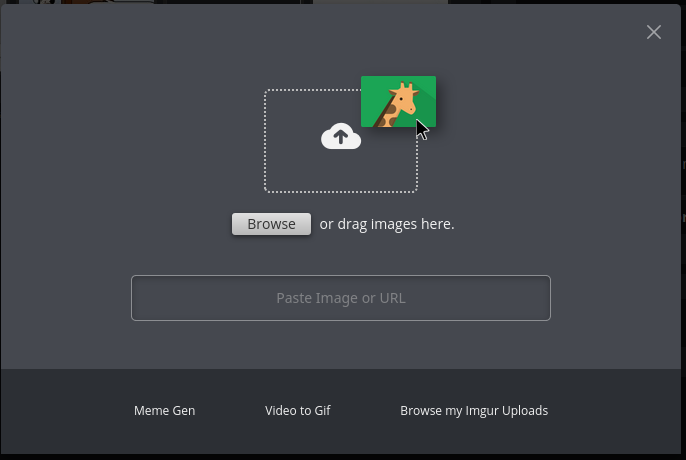 Ansicht des Hochlademodal von imgur.com.