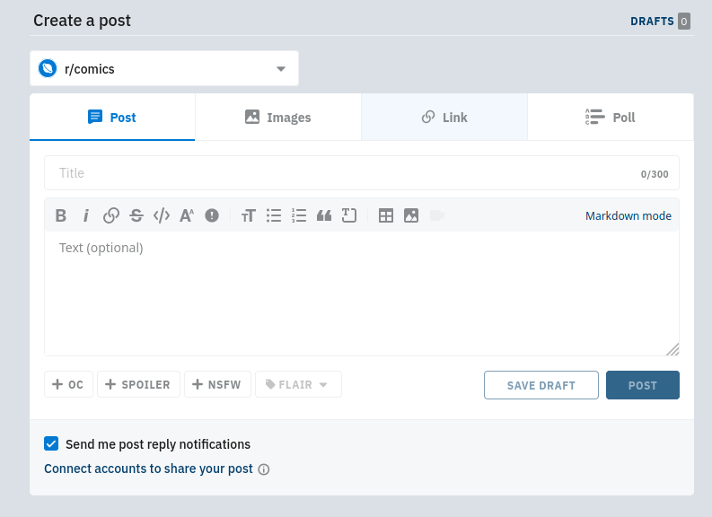 Ansicht von der Posterzeugung auf reddit.com