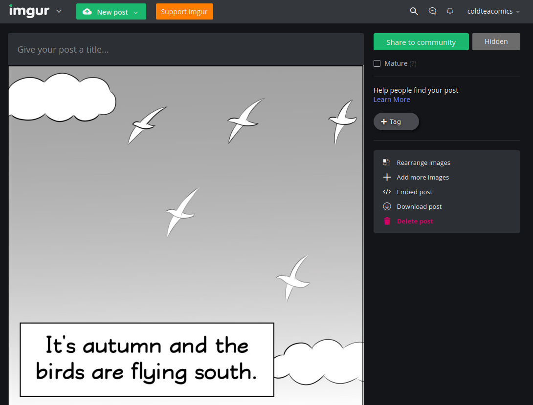 Ansicht des Editors von imgur.com f&uuml;r die Gallerieerstellung.